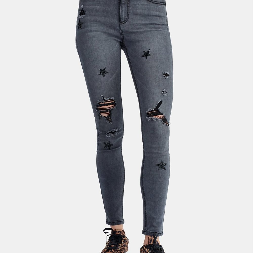 New RACHEL Rachel Roy Star-Patch Skinny Jeans